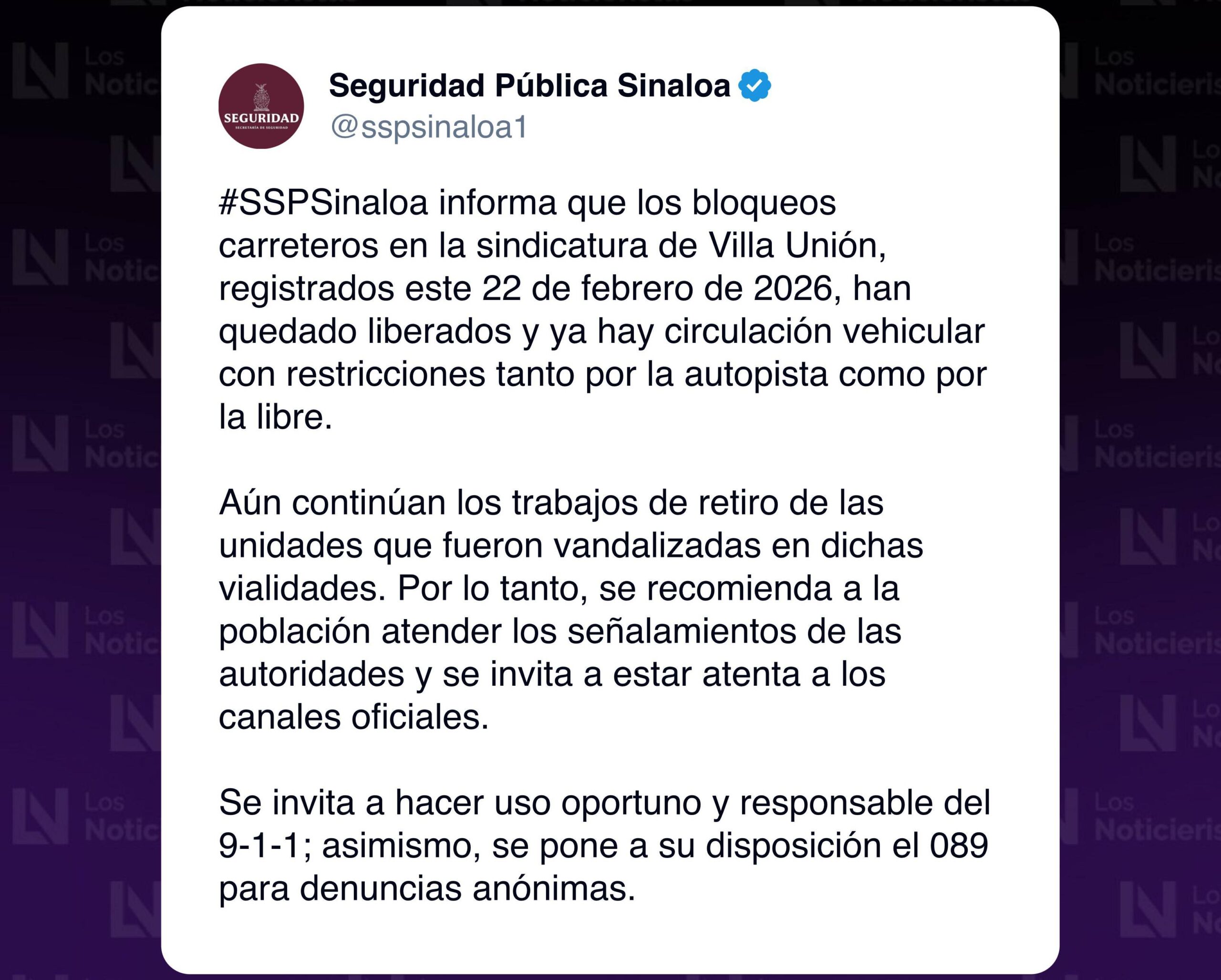 Aviso de las autoridades