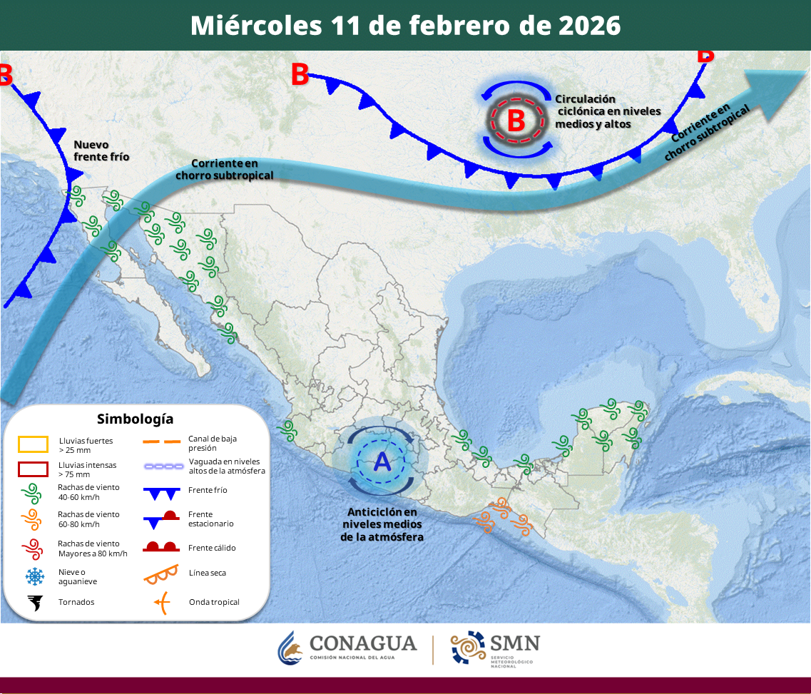 El frente frío No 34 ingresa este día al noroeste del país sin mayores consecuencias