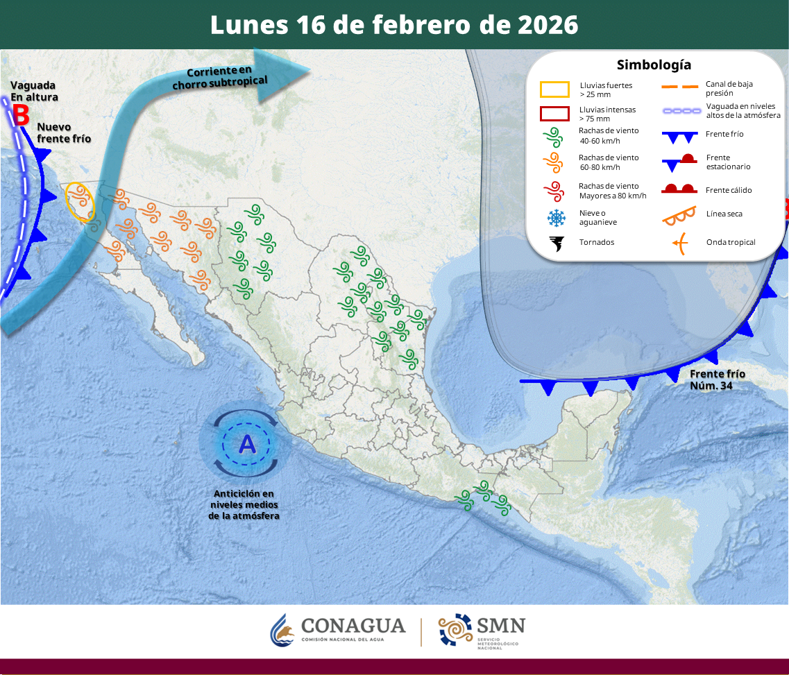 El lunes se espera la aproximación de un nuevo frente frío sobre el noroeste del país