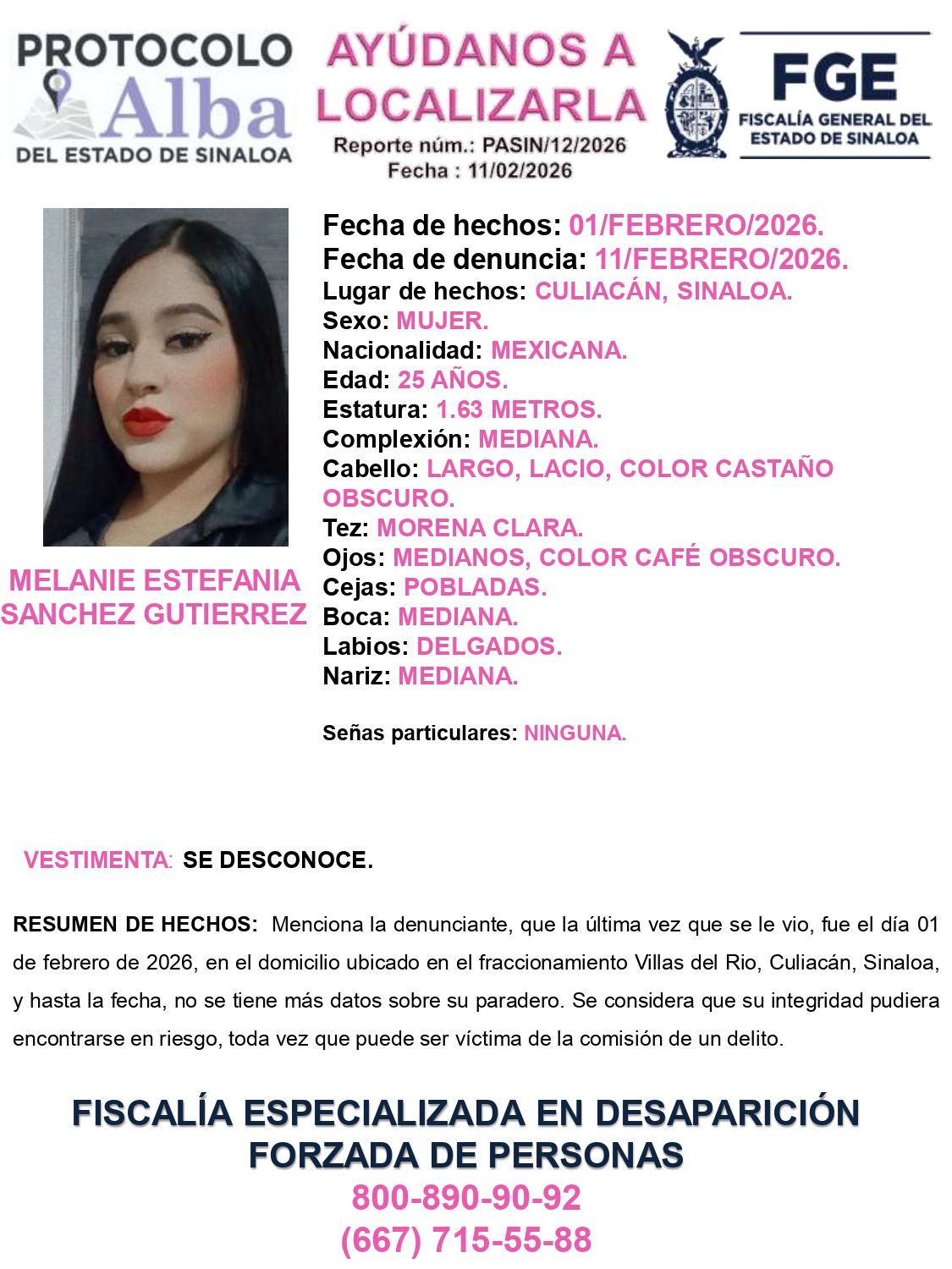 Mujeres desaparecidas en Culiacán y Navolato