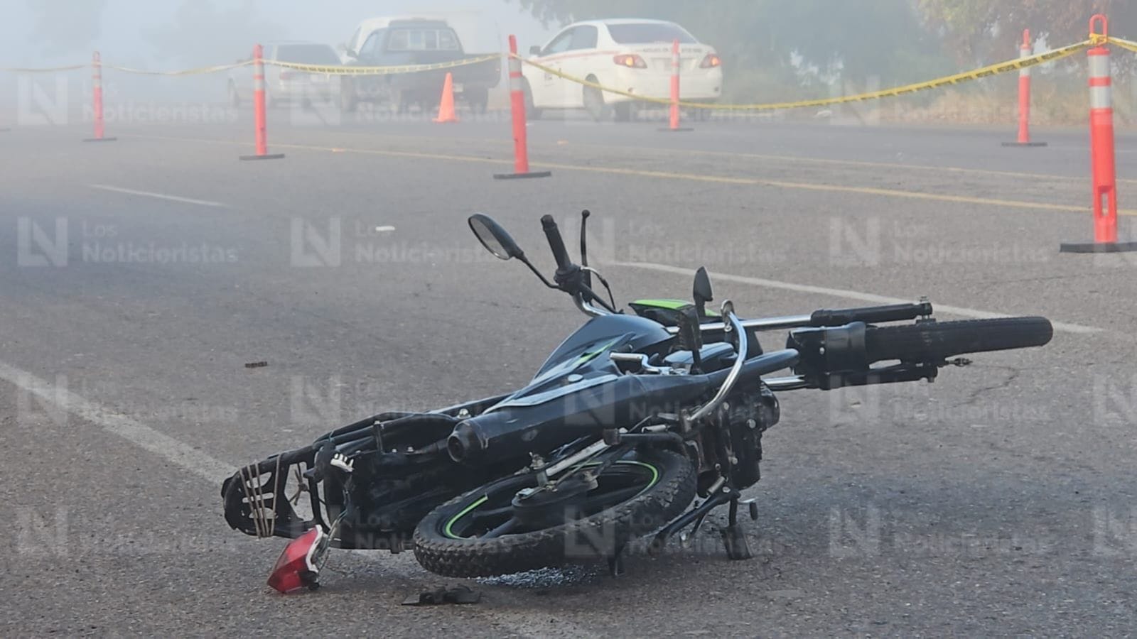 Accidente tipo derrape de motocicleta sobre la carretera Navolato – Altata