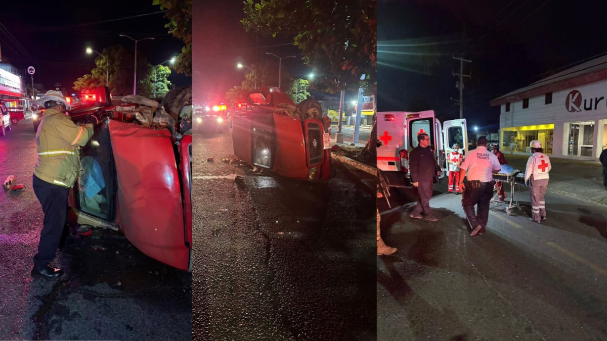 Volcadura sobre la avenida Ejército Mexicano de Mazatlán