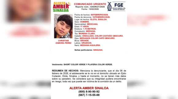 Activan Alerta Amber por desaparición de menor en Elota, Sinaloa