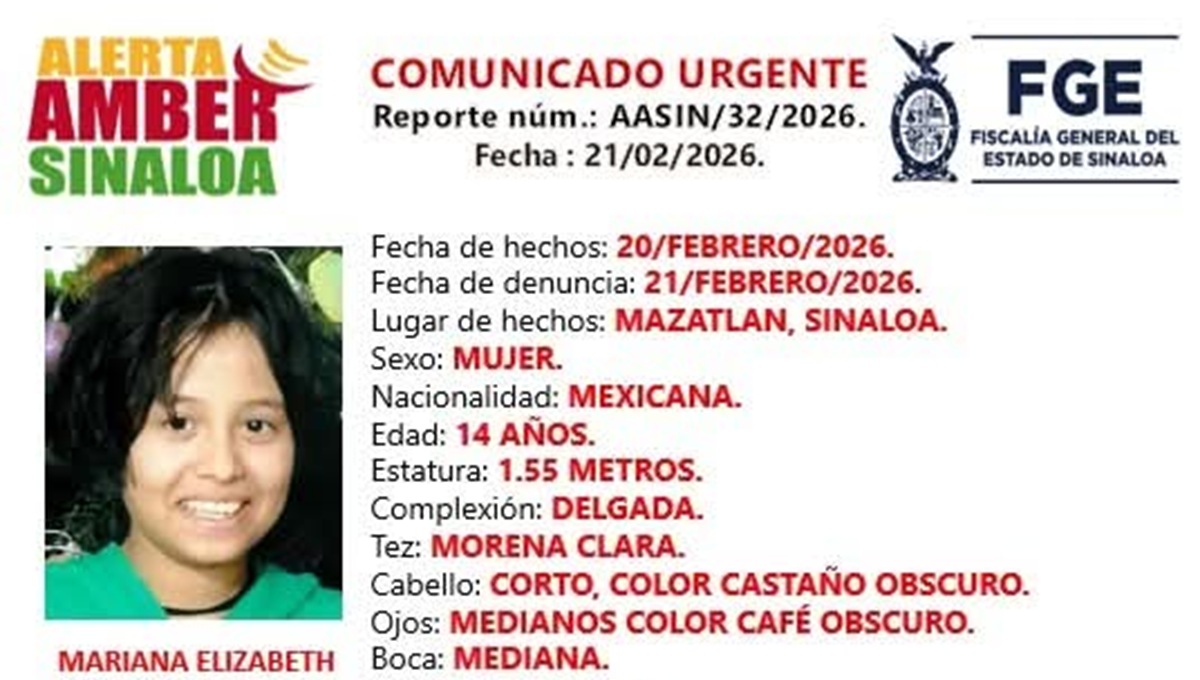 Alerta Amber de Mariana Elizabeth López Gutiérrez en Mazatlán