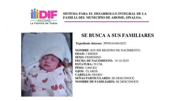 DIF Ahome busca localizar a madre que abandonó a recién nacida en el Hospital General de Los Mochis, Sinaloa