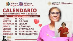 Fechas de registro a pensiones Bienestar