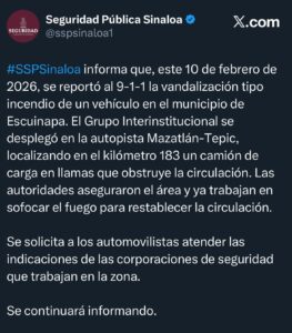 Comunicado SSPSinaloa