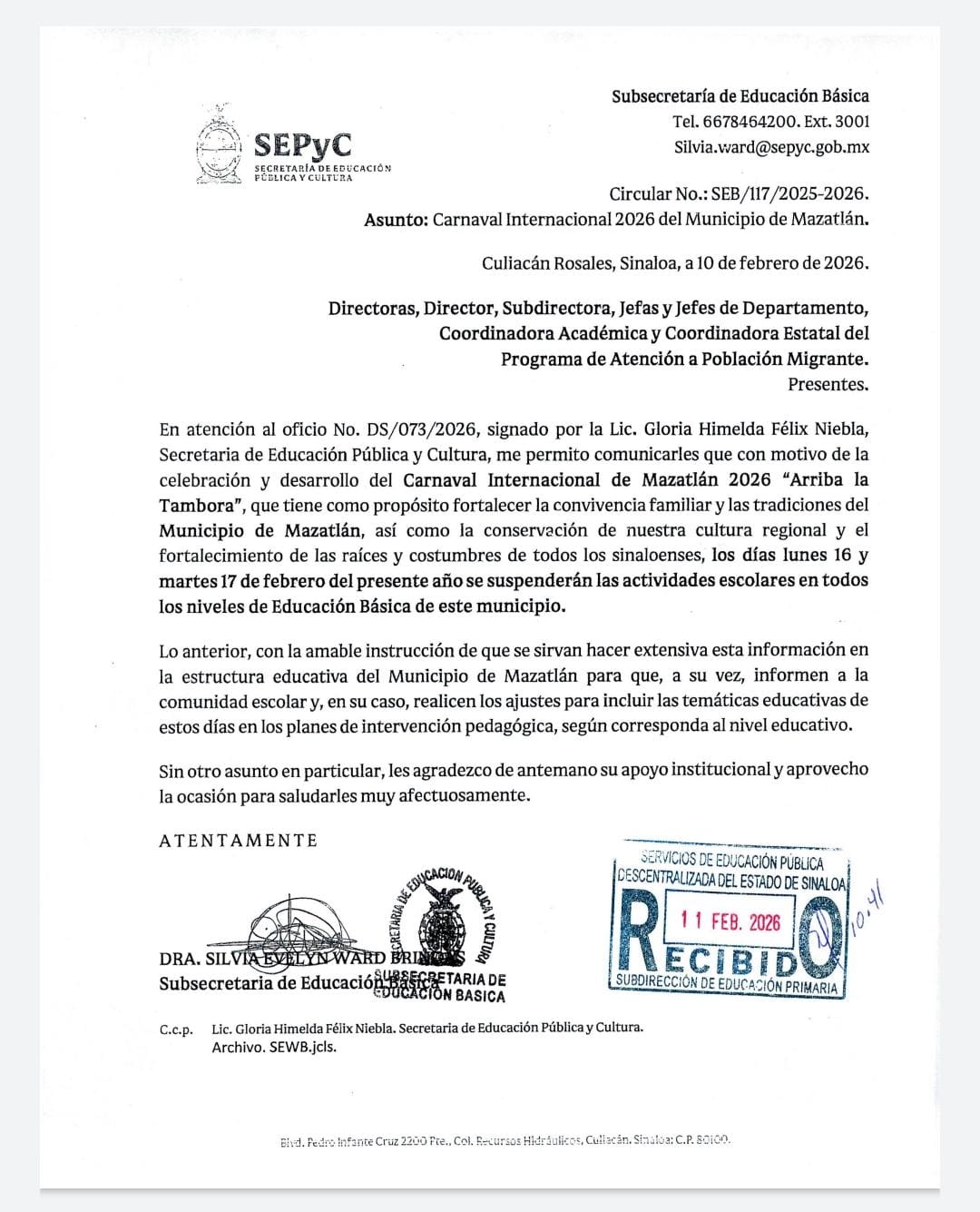 comunicado SEPyC suspensión de clases