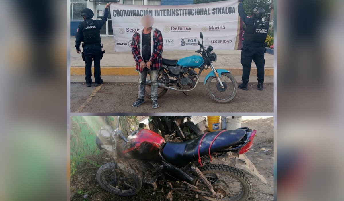 Detenido y motos aseguradas en Culiacán, Sinaloa