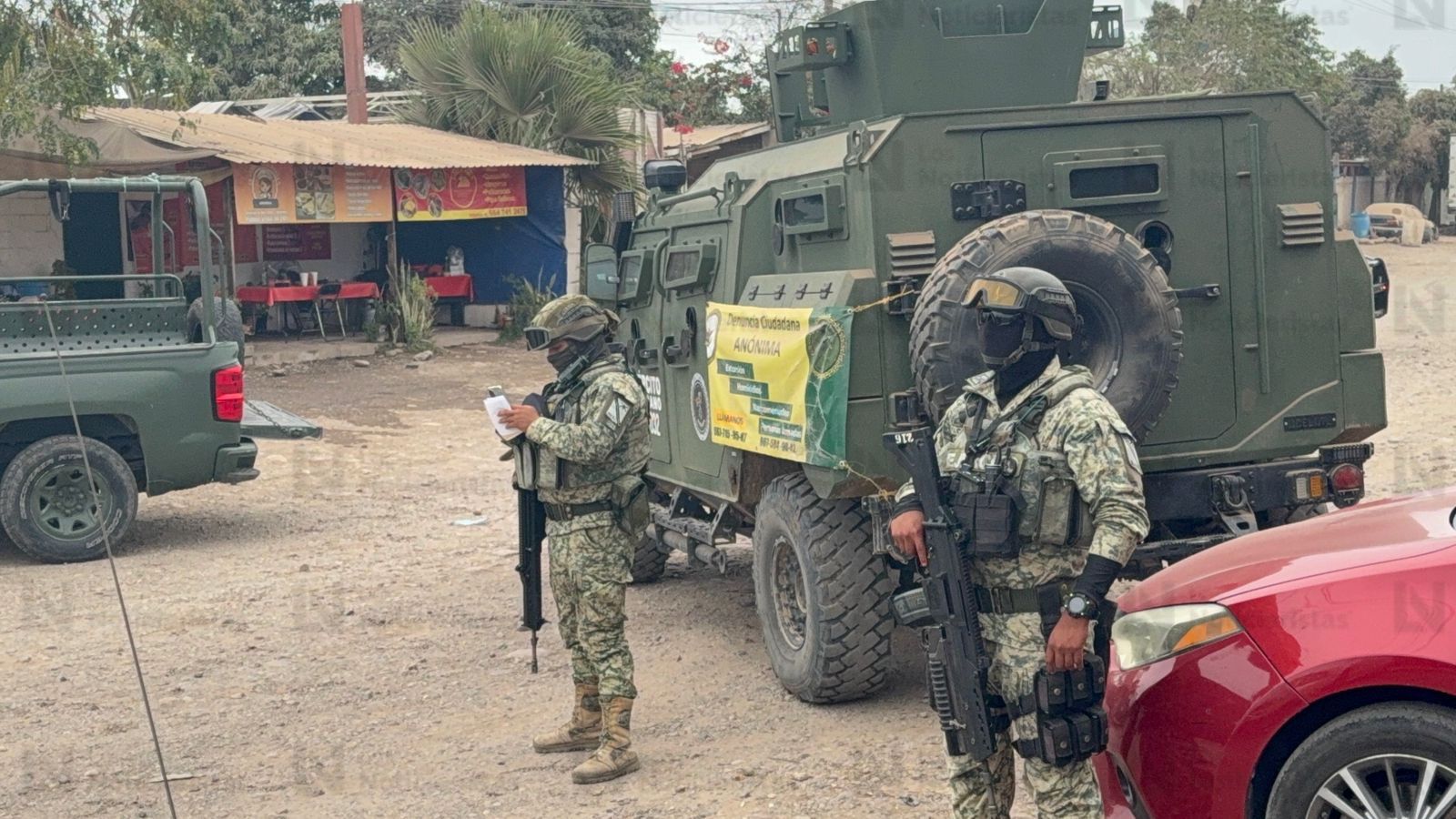 Personal del ejercito resguardan zona en el Piggy Back