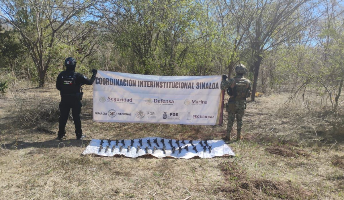 Explosivos asegurados en Concordia, Sinaloa