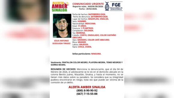 FGE busca a Jesús Antonio; desapareció en la colonia Juárez en Mazatlán, Sinaloa