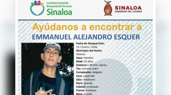 Buscan Emmanuel Alejandro desaparecido en Ahome, Sinaloa