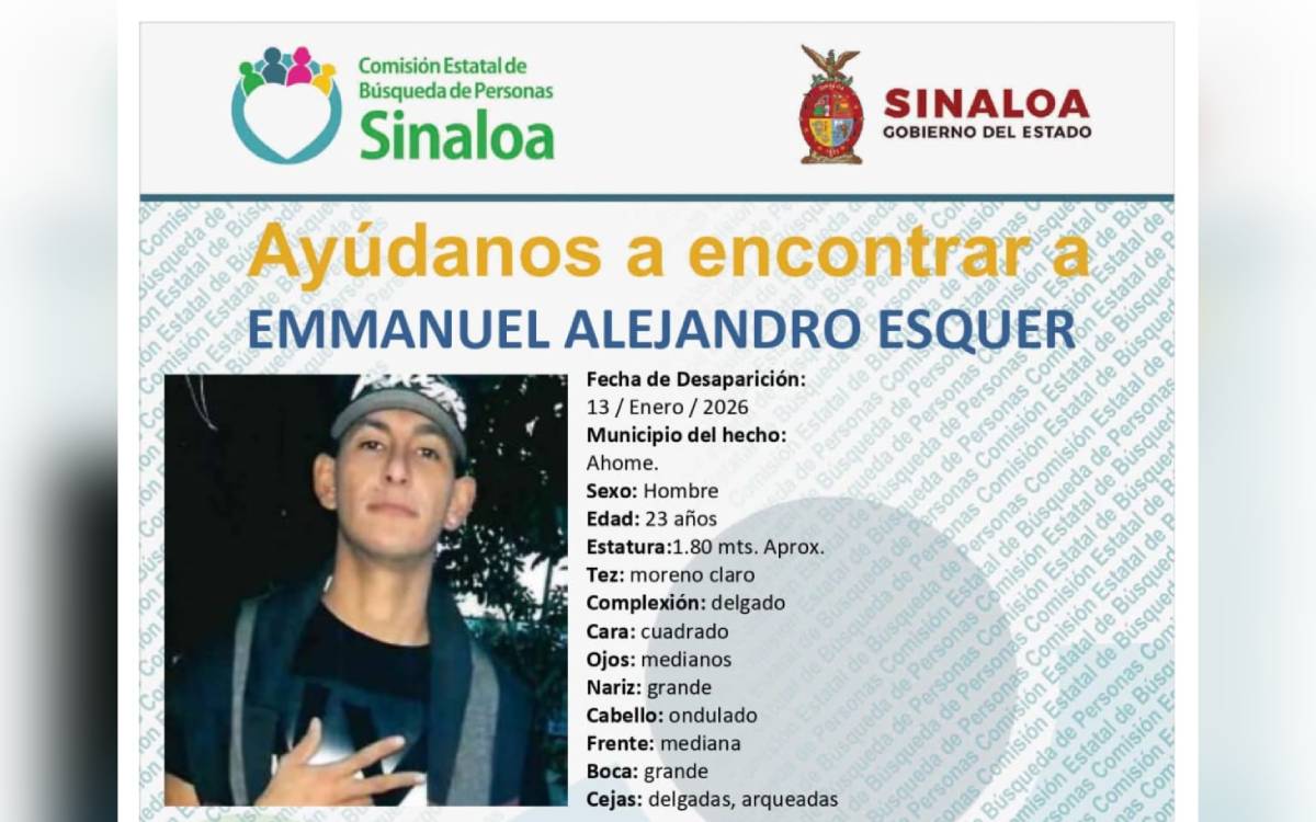 Alerta de búsqueda de Emmanuel Alejandro Esquer