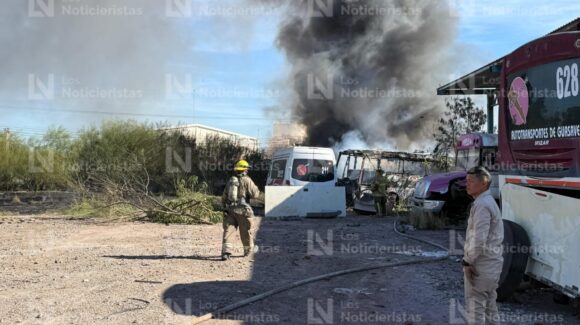 Sin determinar aún PC el origen del incendio en pensión de vehículos en Los Mochis; será suspendido el negocio