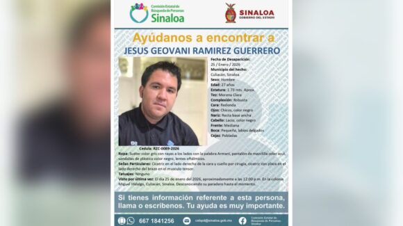 Solicitan apoyo para localizar a Jesús Geovani; fue visto por última vez hace 10 días en la Miguel Hidalgo de Culiacán