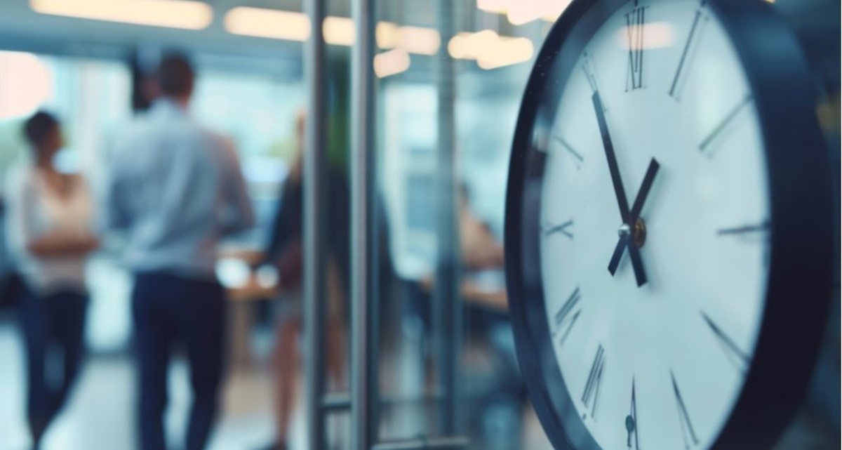 Jornada laboral (reloj en una oficina)