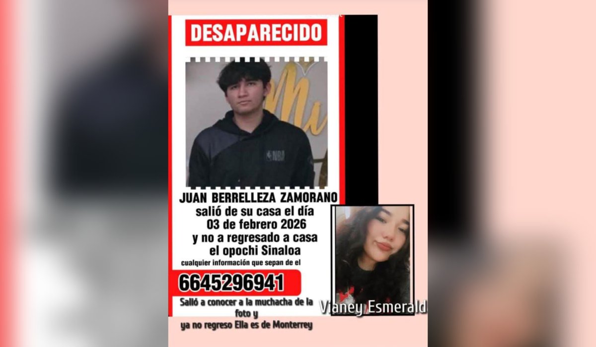 Joven desaparecido en El Opochi, Sinaloa