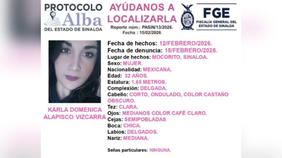 Activan Protocolo Alba para localizar a Karla de Mocorito, quien se encuentra desaparecida desde el pasado 12 de febrero