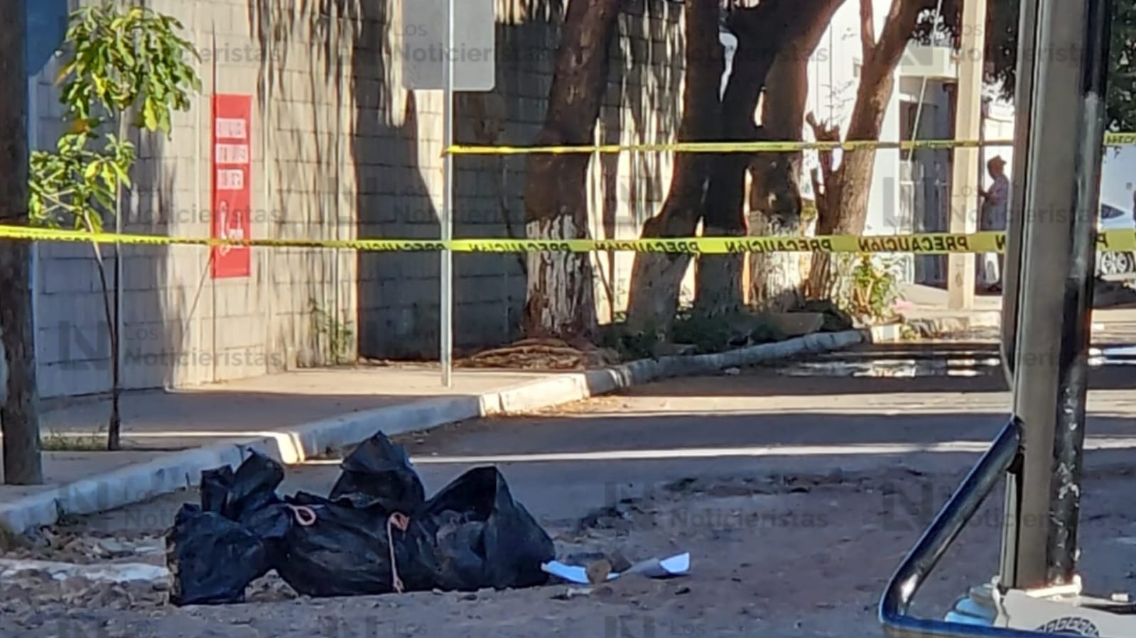 Cuerpo envuelto en plástico negro