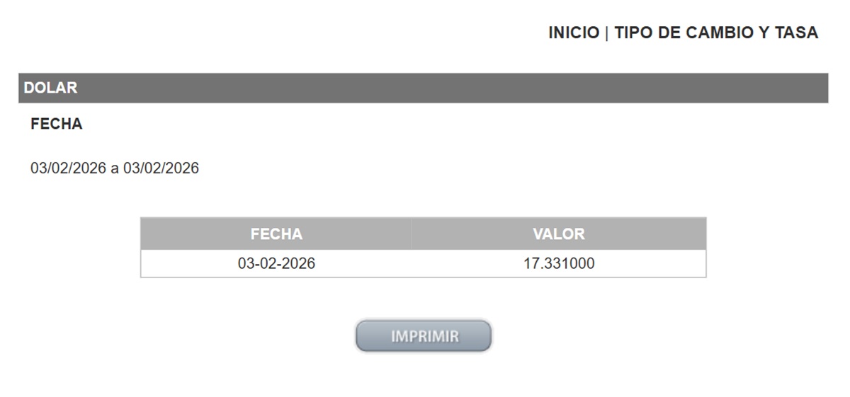 Precio del dólar en el DOF