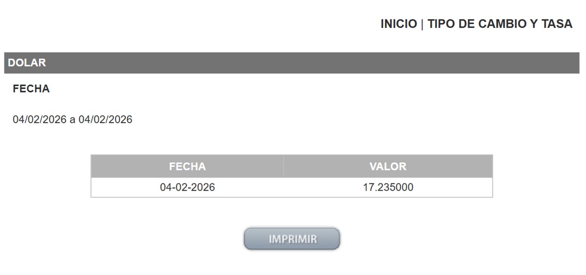 Precio del dólar en el DOF