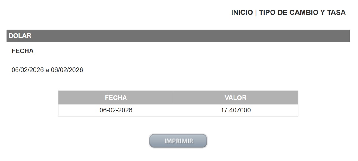 Precio del dólar en el DOF