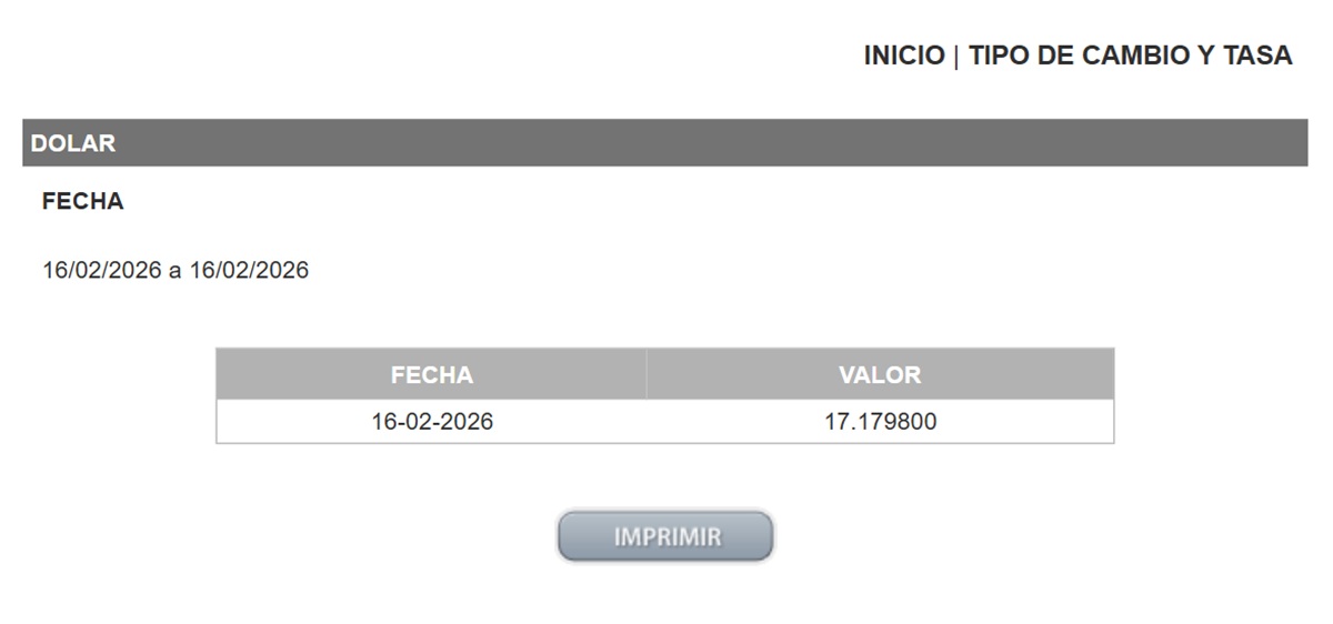Precio del dólar en el DOF