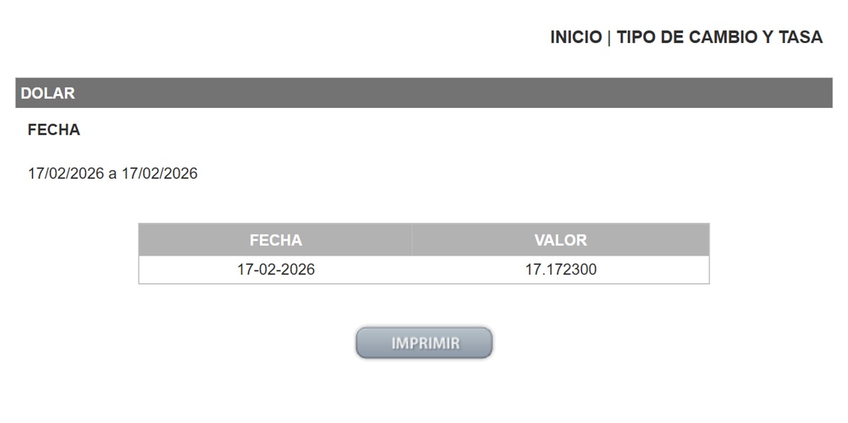 Precio del dólar en el DOF