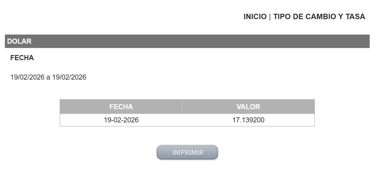 Precio del dólar en el DOF