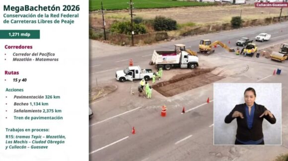 Anuncia Sheinbaum obras del MegaBachetón 2026 por mil 271 mdp en Sinaloa; estas carreteras serán reparadas