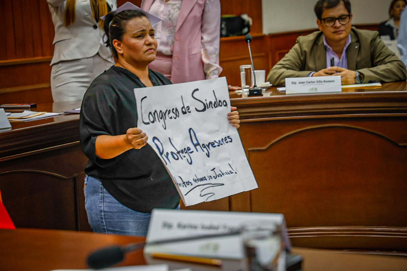 Manifestación de activistas en el Congreso de Sinaloa