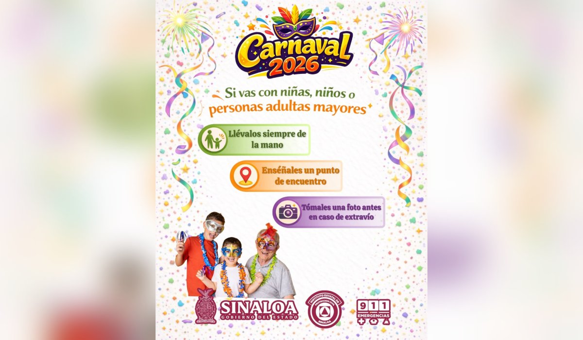 Recomendaciones de PC Sinaloa para evitar extravíos en carnavales