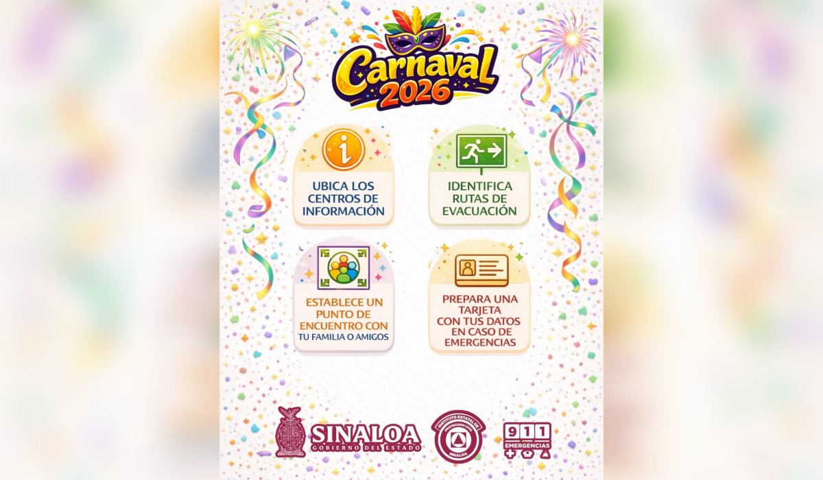 Recomendaciones de PC Sinaloa para evitar extravíos en carnavales
