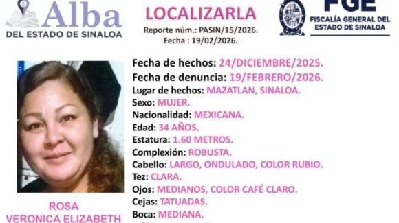 Activan Protocolo Alba por la desaparición de Rosa Verónica en Mazatlán, Sinaloa