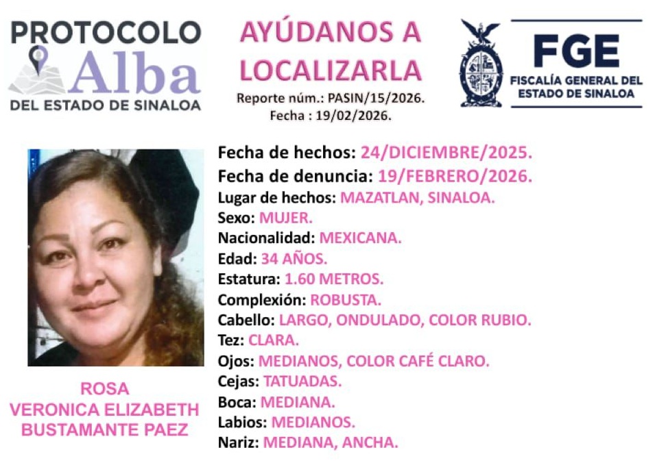 Mujer desaparecida en Mazatlán, Sinaloa