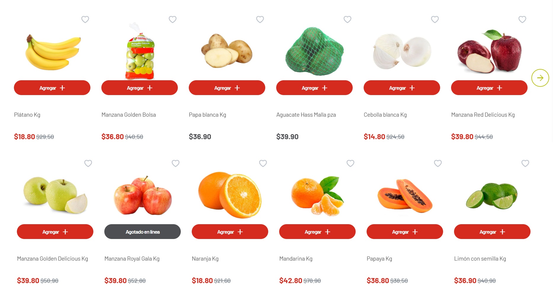 Ofertas en frutas y verduras de Soriana