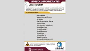 suspension de agua en 13 colonias de culiacan aviso