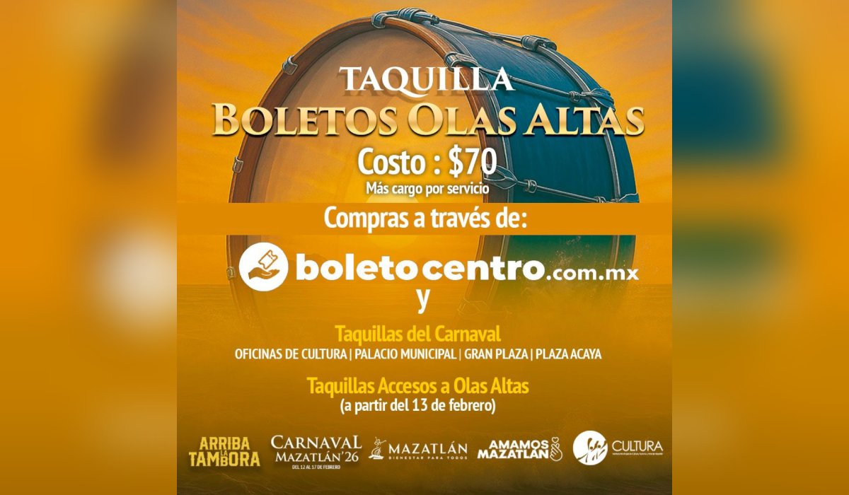Taquillas itinerantes para venta de boletos Olas Altas