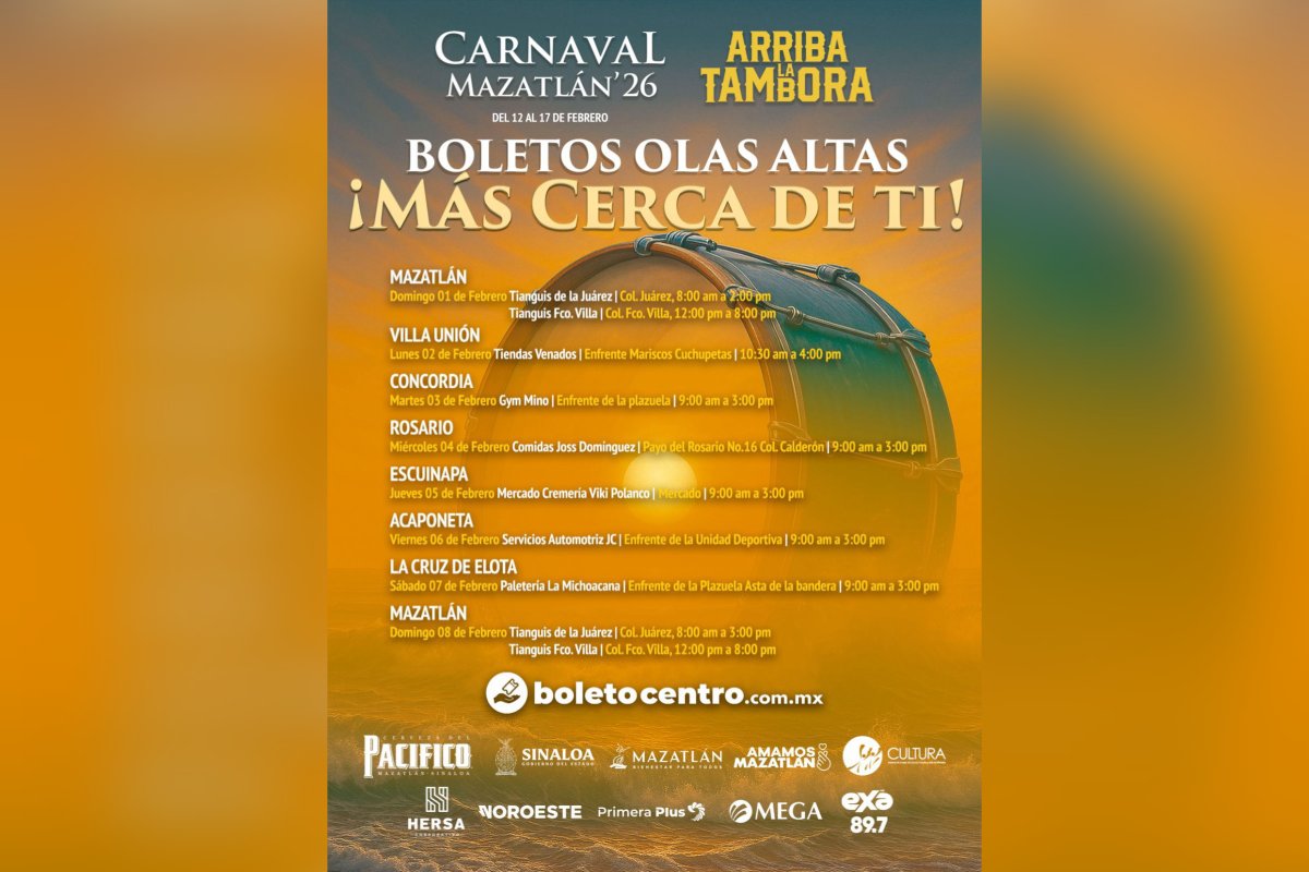 Taquillas itinerantes para venta de boletos Olas Altas