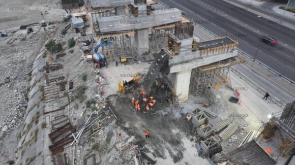 Colapso en obra de la Línea 4 del Metro deja cuatro trabajadores heridos en Monterrey