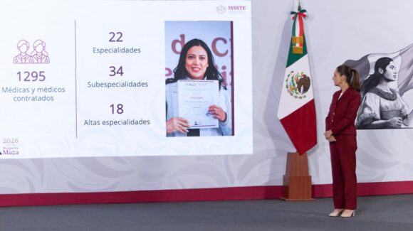 Se han contratado más de 14 mil médicos especialistas en 2026, destacó Claudia Sheinbaum