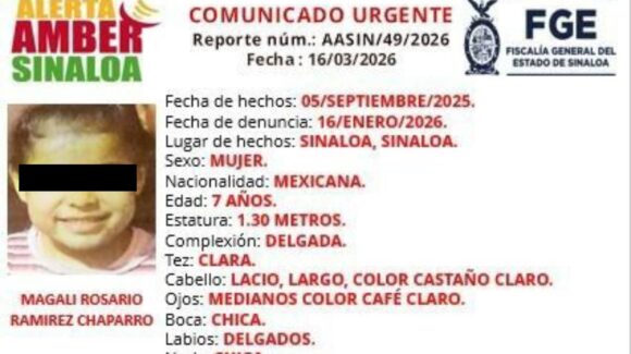 Localizan a niña reportada en Alerta Amber en el municipio de Sinaloa, Sinaloa
