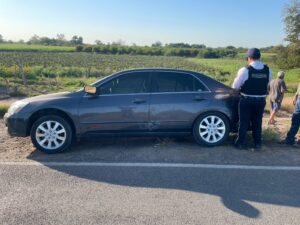 Auto accidentado en Guasave, Sinaloa