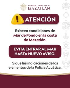 Aviso de mar de fondo en Mazatlán
