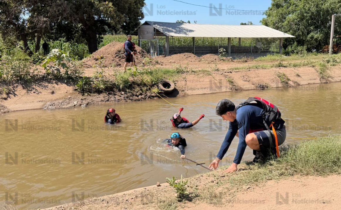 Búsqueda de adulto mayor que cayó a un canal en Otameto, Navolato