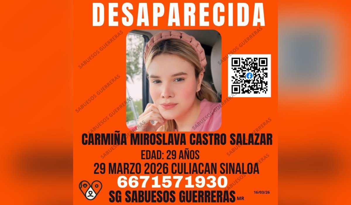 Carmiña Miroslava, desaparecida en Culiacán, Sin.
