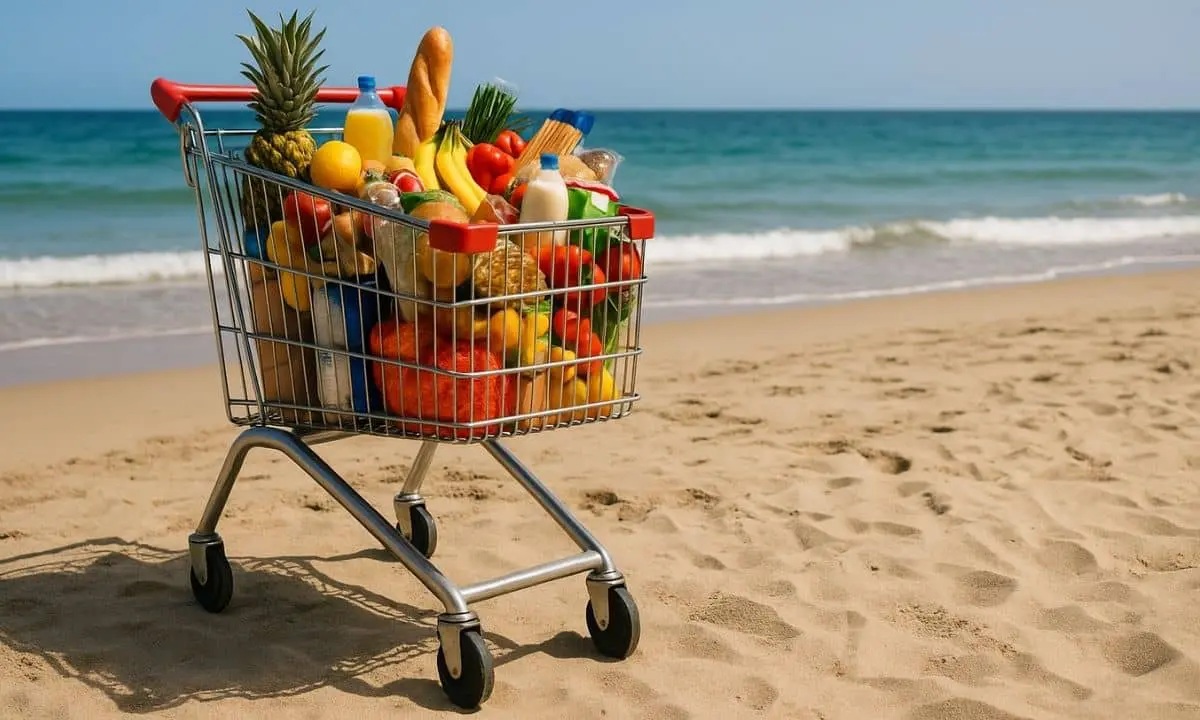 Carrito de super en la playa. Ofertas de Cas Ley