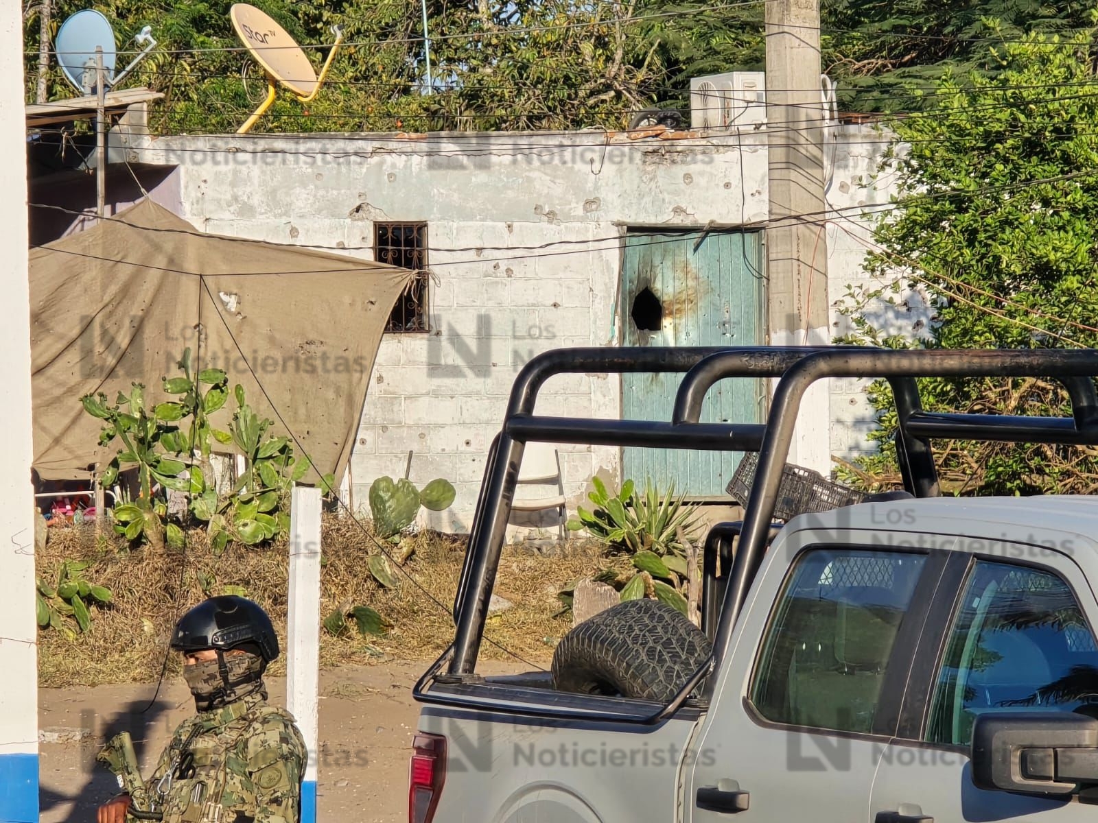 Casa de seguridad en donde se originó el enfrentamiento entre Marina y Civiles en Navolato