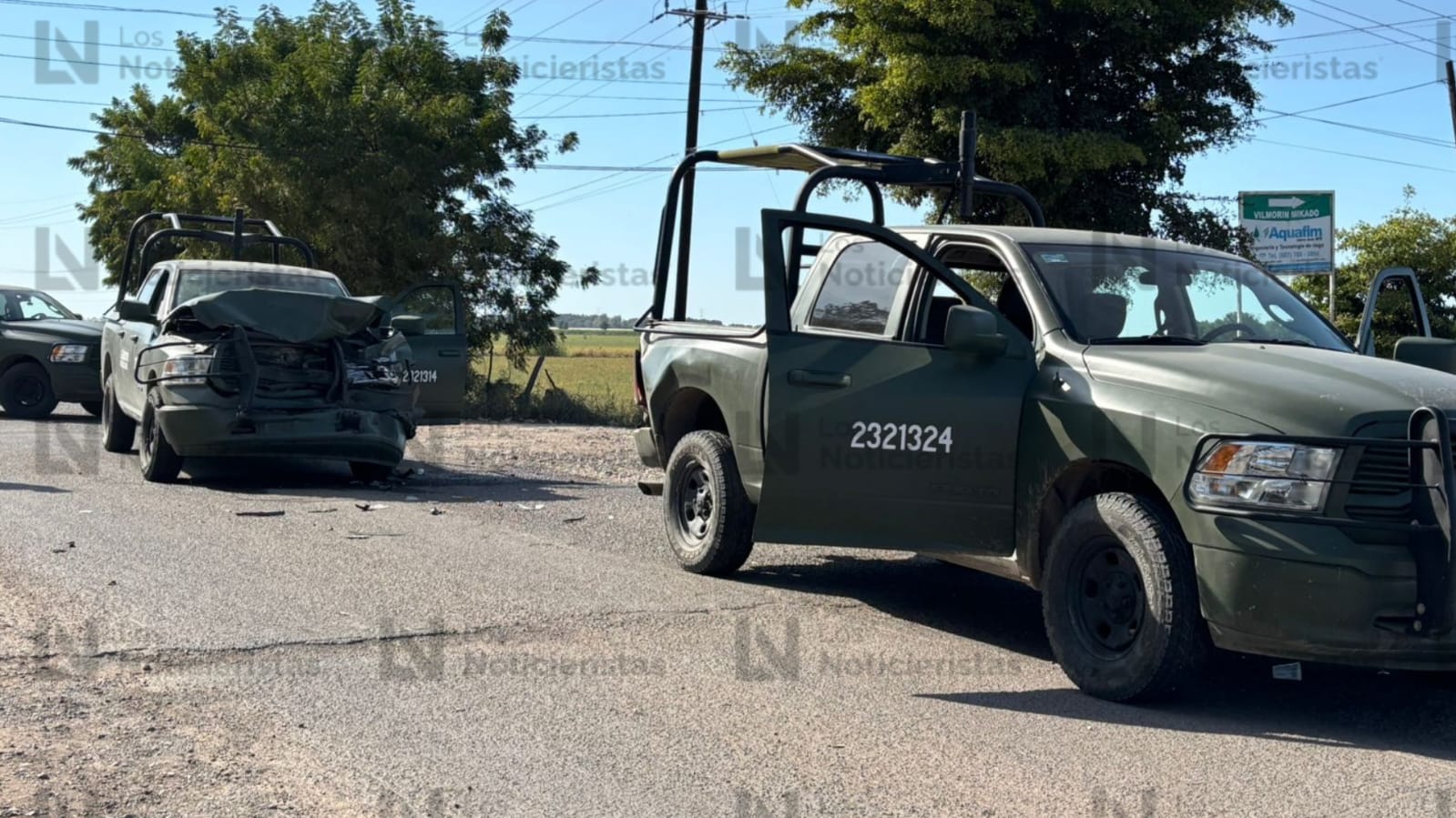 Patrullas militares chocan tras una persecución en Villa Juárez, Navolato